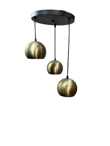 Rsylight Metal Modern Rustik Retro Eskitme Kaplama Yuvarlak 3 Lü Ledli Günışığı Ampullü Sarkıt Avize ürün görseli 1