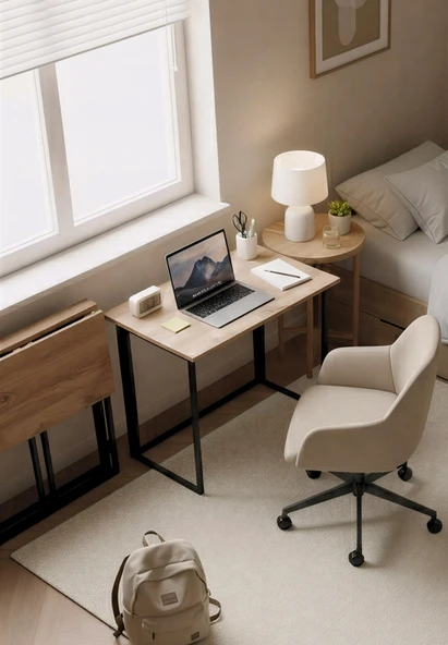 Farden Katlanabilir Pratik Çalışma Masası Bilgisayar Masası Ofis Ders Yemek Masası 80x45cm ürün görseli 1