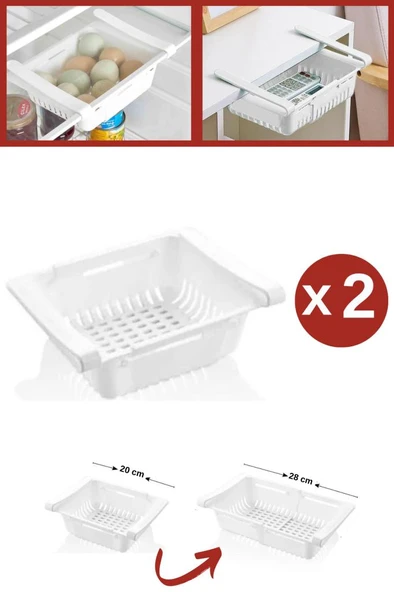 2 Adet Dolap İçi Ayarlanabilir Askılı Raf, Buzdolabı Akordiyon Süzgeçli Saklama Organizer 2 Adet ürün görseli 1