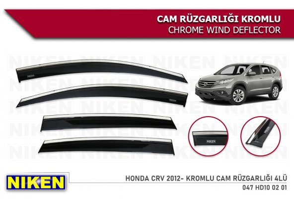HONDA CRV 2013 2014 2015 2016 2017 2018 2019 2020 KROMLU CAM RÜZGARLIĞI NİKEN ürün görseli 1