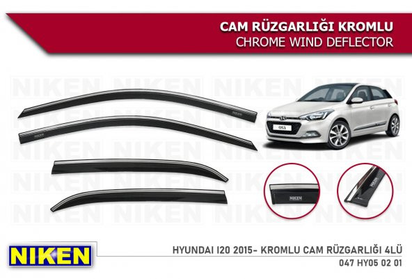 İ20 2015 2016 2017 2018 2019 2020 KROMLU CAM RÜZGARLIĞI NİKEN ürün görseli 1