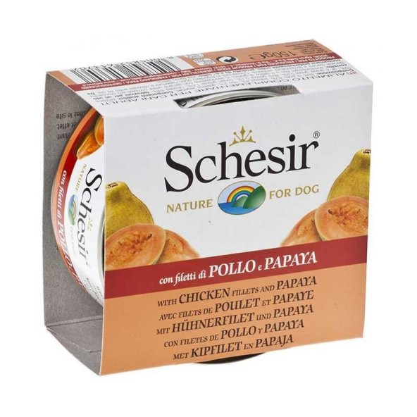 Schesir Tavuk Fileto Ve Papayalı Yetişkin Kopek Yaş Maması 150gr Skt: 12/2027 ürün görseli 1