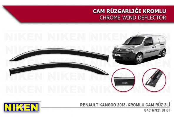 KANGOO 2013 2014 2015 2016 2017 2018 2019 KROMLU CAM RÜZGARLIĞI NİKEN 2Lİ ürün görseli 1