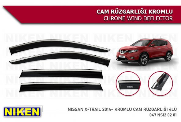X-TRAIL 2013 2014 2015 2016 2017 2018 2019 2020 KROMLU CAM RÜZGARLIĞI NİKEN ürün görseli 1