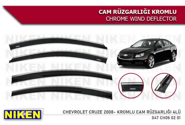 CHEVROLET CRUZE 2009 2010 2011 2012 2013 MODEL NIKEN KROMLU CAM RÜZGARLIĞI ürün görseli 1