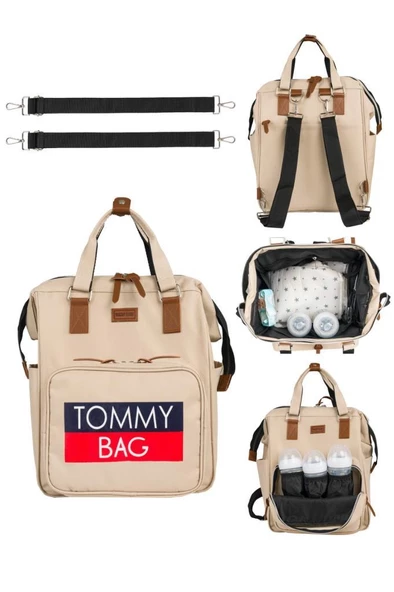 TommyBaby Soft Anne Bebek Bakım Sırt Çantası Termal Biberonlu Bebek Arabası Askı Aparatlı ürün görseli 1
