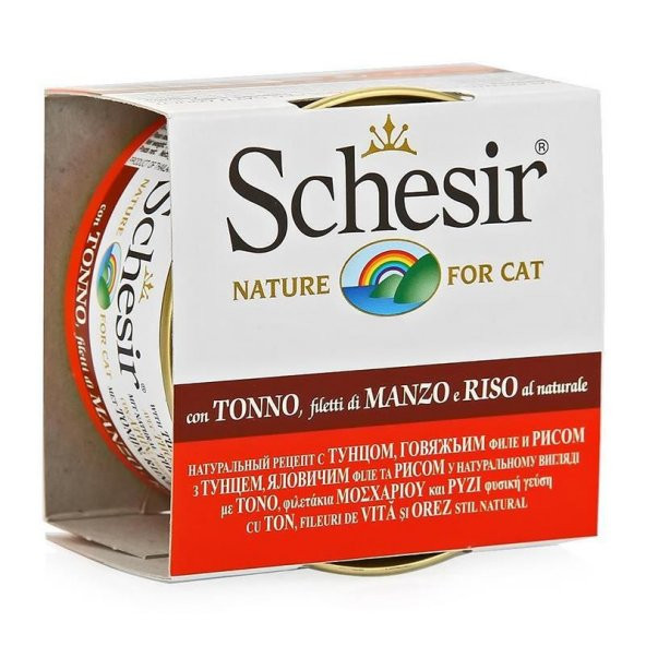 Schesir Ton Balıklı ve Sığır Etli Pirinçli- Yaş Ke Kedi Maması 85 gr Skt: 05/2027 ürün görseli 1
