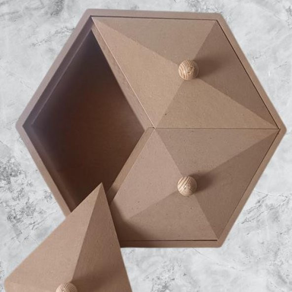 Hobi Adn 90251 Piramit Kutu Dekoratif Ahşap MDF HAM CNC Kesim El Yapım ürün görseli 1