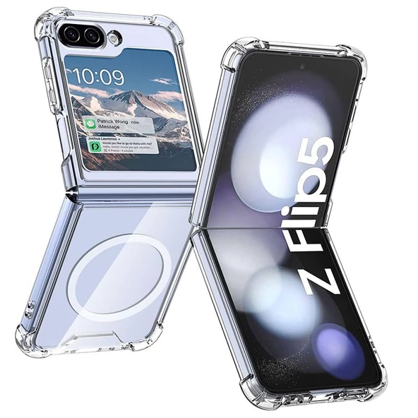 Gpack Samsung Galaxy Z Flip 5 Kılıf Wireless Şarj Özellikli Antishock Sert Silikon ürün görseli 1