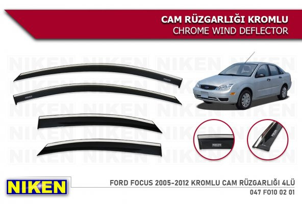 FORD FOCUS 2 2005 2006 2007 2008 2009 2010 2011 MODEL KROMLU CAM RÜZGARLIĞI ürün görseli 1