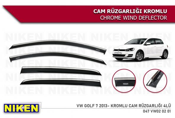 VOLKSWAGEN GOLF 7 2013 2014 2015 2016 2017 MODEL KROMLU CAM RÜZGARLIĞI ürün görseli 1