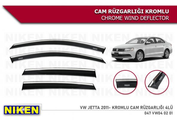 VOLKSWAGEN JETTA 2011 2012 2013 2014 2015 2016 2017 2018 MODEL NİKEN KROMLU CAM RÜZGARLIĞI ürün görseli 1