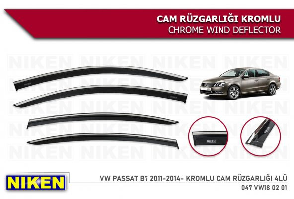 VOLKSWAGEN PASSAT B7 2011 2012 2013 2014 MODEL NİKEN KROMLU CAM RÜZGARLIĞI ürün görseli 1