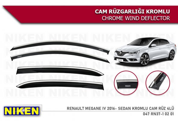 RENAULT MEGANE 4 SEDAN 2016 2017 2018 2019 2020 MODEL KROMLU CAM RÜZGARLIĞI ürün görseli 1