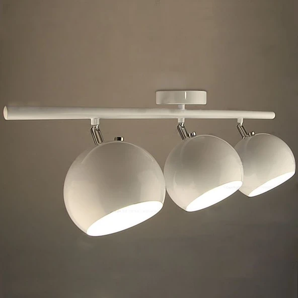 Rsylight Retro Beyaz 180 Derece Hareketli Modern Spor 3 Lü Led spot Avize Günışığı Ampullü ürün görseli 1