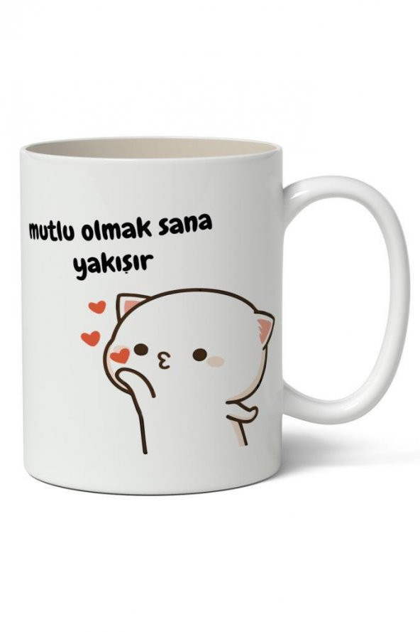Mutlu Olmak Sana Yakışır Baskılı Kupa Bardak Baskılı Kahve Kupa Bardak ürün görseli 1