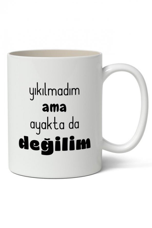 Yıkılmadım Ama Ayakta Değilim Baskılı Kupa Bardak Baskılı Kahve Kupa Bardak ürün görseli 1