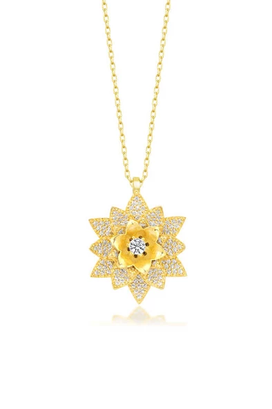 Gümüş Gold Beyaz Taşlı Lotus Çiçeği Kadın Kolye SL5451 ürün görseli 1