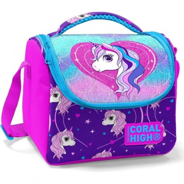 Coral High Mor Pembe Pegasus Kız Çocuk Okul Beslenme Çantası ürün görseli 1
