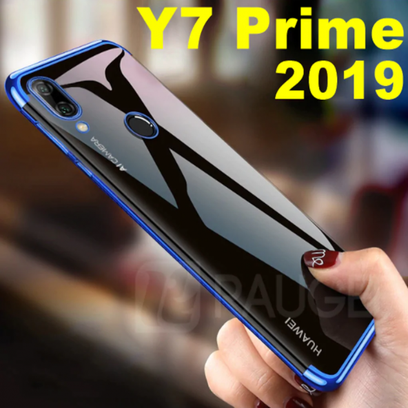 Huawei Y7 Prime 2019 Köşeleri Renkli Şeffaf Kamera Korumalı Kılıf ürün görseli 1