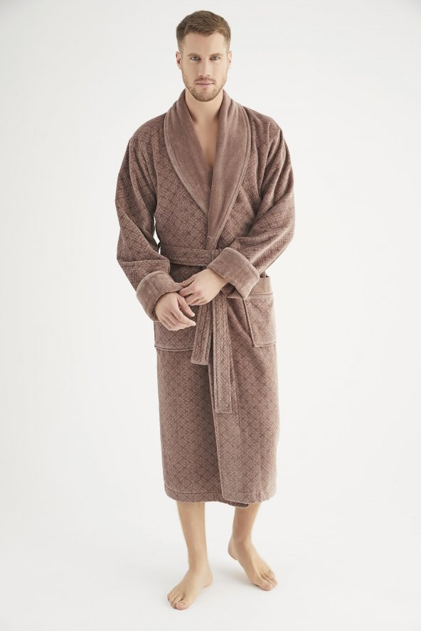 Jakarlı %100 Cotton Erkek Bornozu ürün görseli 1