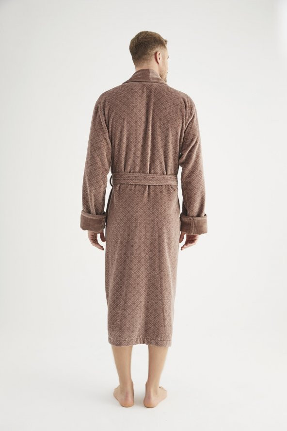 Jakarlı %100 Cotton Erkek Bornozu - Resim 4