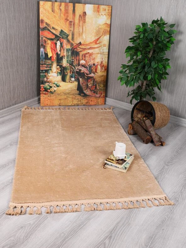 My Evilla Modern Dekoratif   Örgü Saçaklı Simirna  Peluş  Halı Yolluk ürün görseli 1