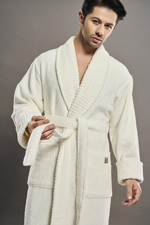 Yaka Fitilli %100 Organik Cotton  Cotton Erkek Bornozu ürün görseli 1