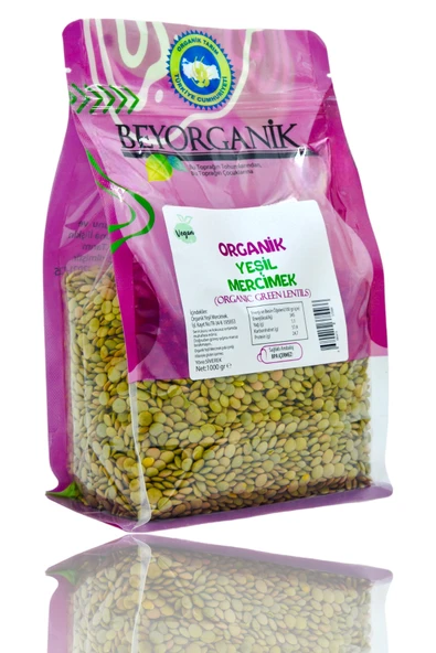 BEYORGANİK Organik Yeşil Mercimek 1kg ürün görseli 1