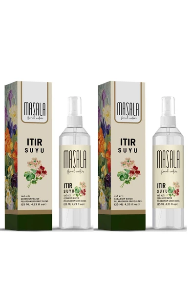 Masala 2 Adet Saf Itır Suyu (Sardunya) 125 ml %100 Doğal Yağlı Hidrosol - Tonik Geranium Floral Water Hydrosol Tonic ürün görseli 1