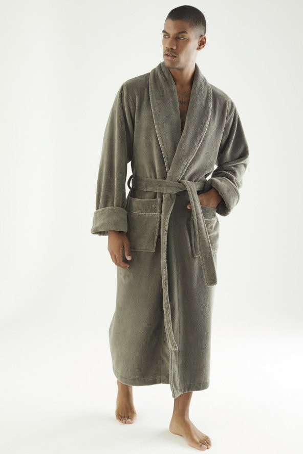 Uzun Şalyaka Triga Bambu Cotton Erkek Bornoz ürün görseli 1