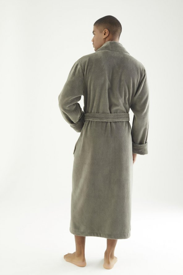 Uzun Şalyaka Triga Bambu Cotton Erkek Bornoz - Resim 4