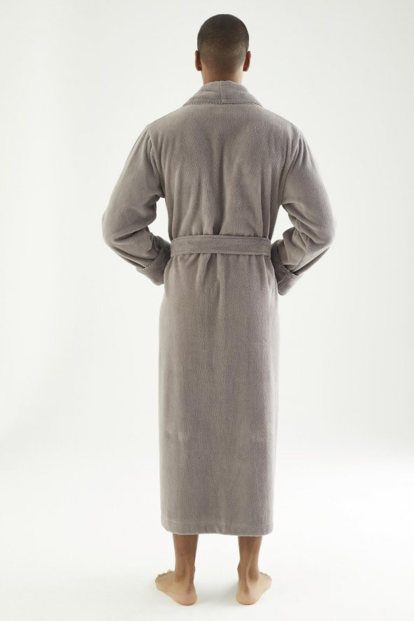 Uzun Şalyaka Triga Bambu Cotton Erkek Bornoz - Resim 8