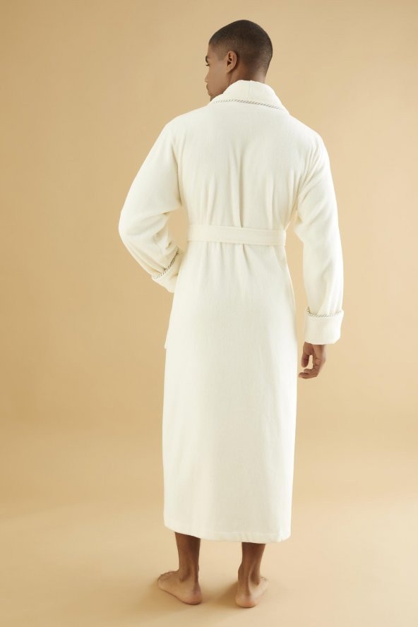 Uzun Şalyaka Triga Bambu Cotton Erkek Bornoz - Resim 12