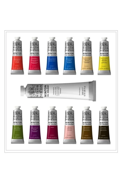 Winsor & Newton Winton 12 Renk 37ml + 200 Ml. Titanium White Premium Yağlıboya Seti ürün görseli 1