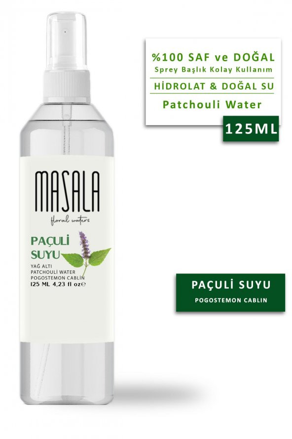 Masala Saf Paçuli Suyu 125 ml 100 Doğal Yağlı Hidrosol - Tonik Clove Floral Water Hydrosol Tonic ürün görseli 1