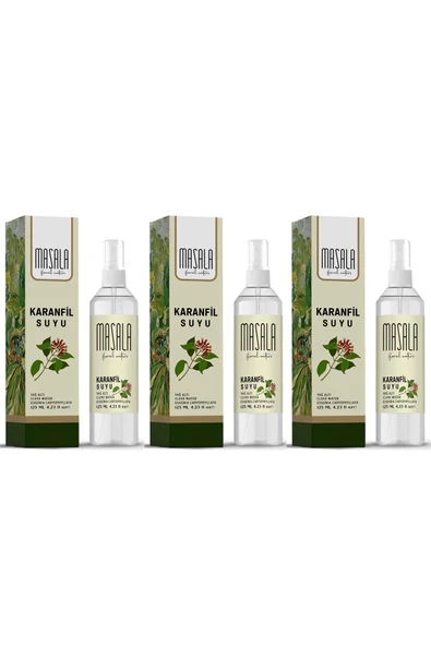 Masala 3 Adet Saf Karanfil Suyu 125 ml %100 Doğal Yağlı Hidrosol - Tonik Clove Floral Water Hydrosol Tonic ürün görseli 1