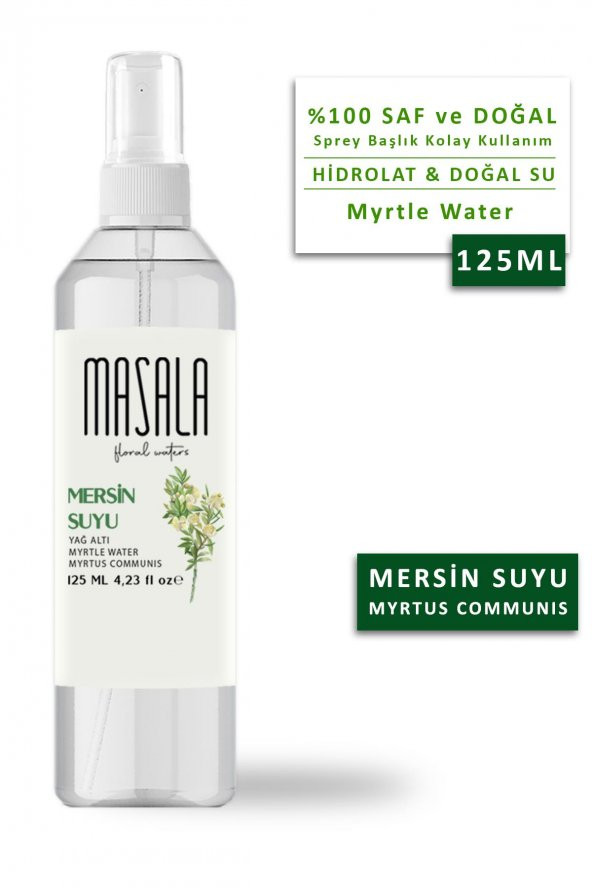 Masala Mersin Suyu 125 ml - Myrtle Floral Water -Sebum Ve Yağ Dengeleyici Hidrosol ürün görseli 1