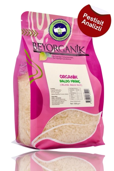 BEYORGANİK Organik Pirinç Baldo 1kg (PESTİSİT VE AFLATOKSİN ANALİZLİ) ürün görseli 1
