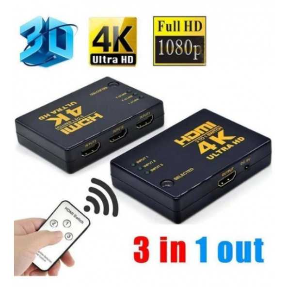 HDMI SWITCH 3TO1 4K ULTRA HD ürün görseli 1