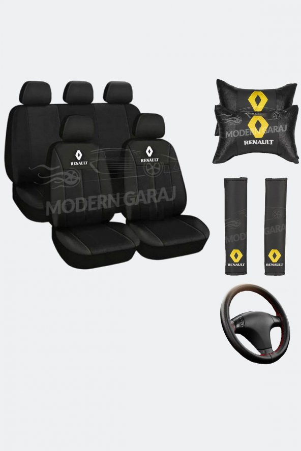 Modern Garaj Renault Logolu Siyah Oto Koltuk Kılıfı ( Megane, Clio, fluence, r9, r12, r21) ürün görseli 1