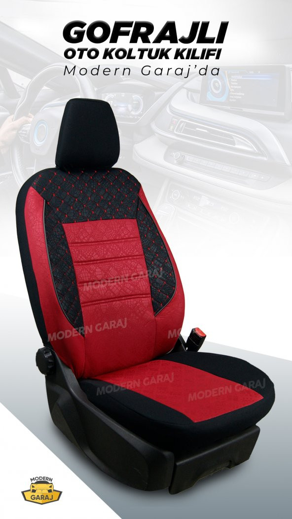 Modern Garaj Corolla, Avensis, Yaris Uyumlu Gofrajlı Oto Koltuk Kılıfı Seti ürün görseli 1