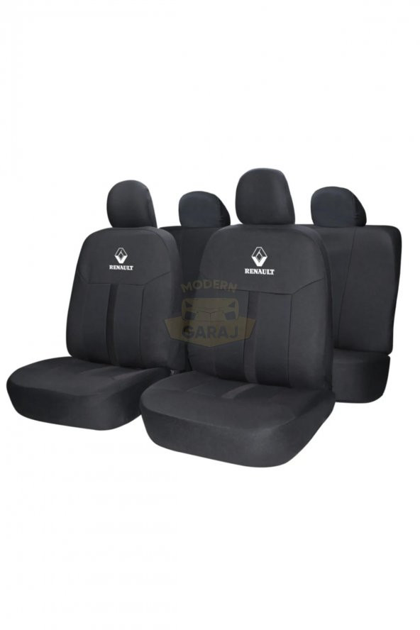 Modern Garaj Renault Clio 1-2-3-4, Symbol Uyumlu Oto Koltuk Kılıfı Seti EkoSport Siyah ürün görseli 1