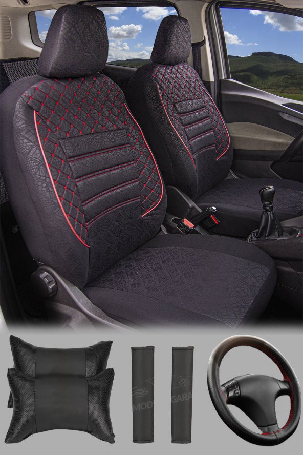 Modern Garaj Skoda Octavia Gofrajlı Oto Koltuk Logolu Kılıfı Seti ürün görseli 1