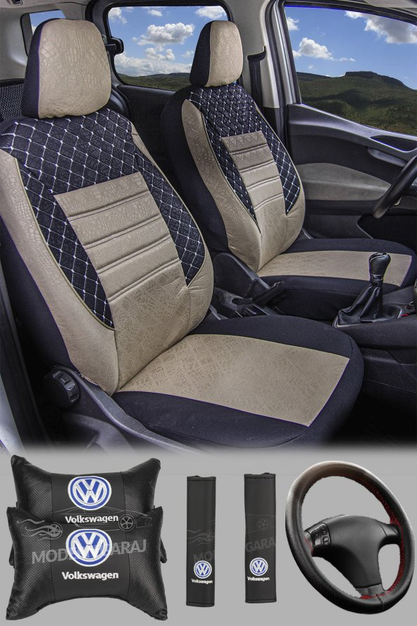 Modern Garaj Volkswagen Golf, Polo, Bora Gofrajlı Oto Koltuk Kılıfı Seti gofsetfume ürün görseli 1