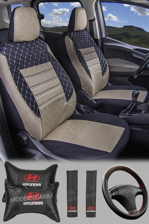 ModernGaraj Hyundaı Getz, Accent Era, Admire, Milenyum Uyumlu Gofrajlı Oto Koltuk Kılıfı GofSet ürün görseli 1