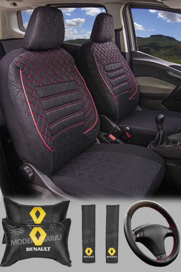 Modern Garaj Renault Clio 1-2-3-4, Symbol Uyumlu Gofrajlı Oto Koltuk Kılıfı Seti ürün görseli 1