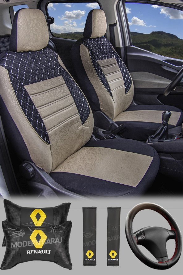 Modern Garaj Renault Megane 1-2-3, Fluence Uyumlu Gofrajlı Oto KoltuK Kılıfı Seti ürün görseli 1