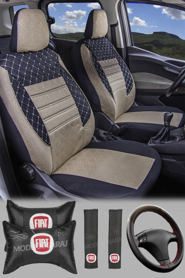 Modern Garaj Fiat Albea, Tipo, Linea, Palio, Egea, Tempra Uyumlu Gofrajlı Oto Koltuk Kılıfı Seti ürün görseli 1