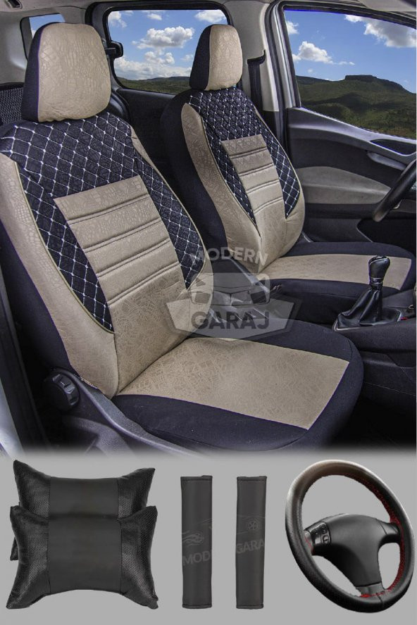 Modern Garaj Seat Leon, İbiza, Cordoba, Toledo Uyumlu Gofrajlı Oto Kılıf Seti ürün görseli 1